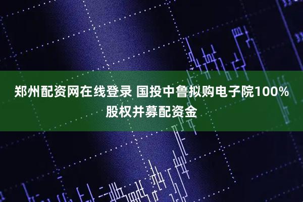 郑州配资网在线登录 国投中鲁拟购电子院100%股权并募配资金